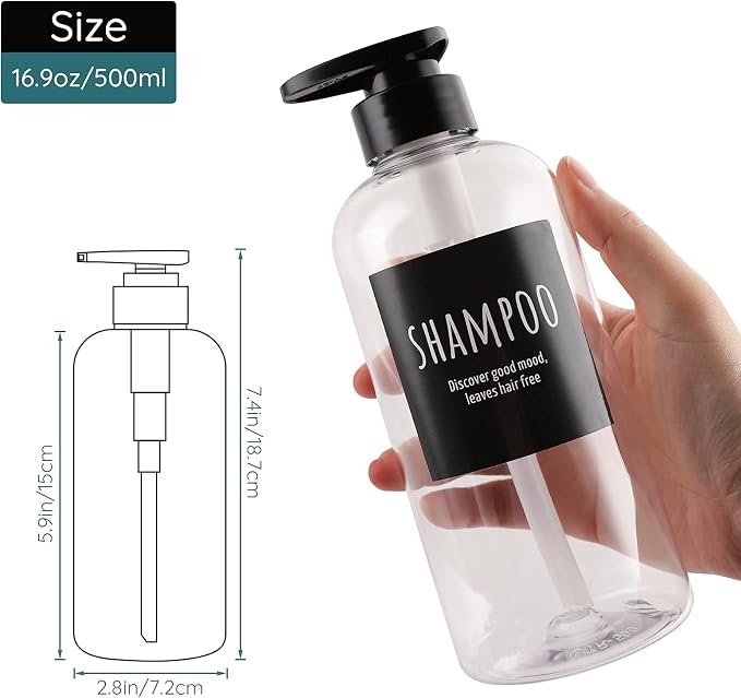 Shampoo and Conditioner Bottles, Segbeauty 2 Pack 16.9oz Refillable Shampoo - Image 4