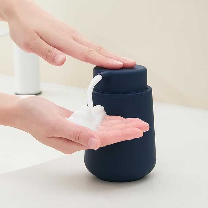 Matte Navy Blue Foaming Hand Soap Dispenser Plastic 11 oz - Image 2
