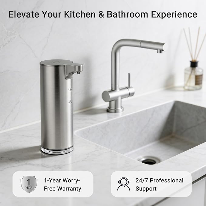 LAOPAO Automatic Foaming Soap Dispenser, Matte Stainless Steel Touchless Soap - Image 8