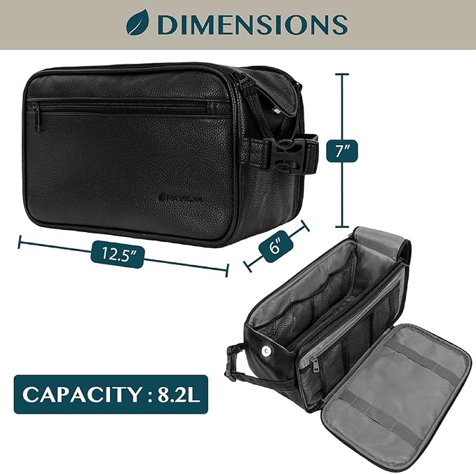 PAVILIA Toiletry Bag for Men, Travel Essentials Shaving Dopp Kit, Mens Travel - Image 4