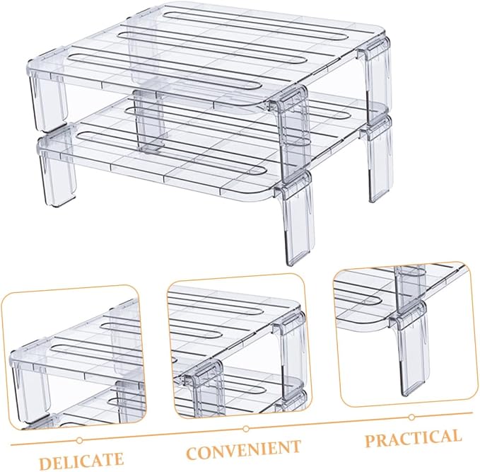 2pcs stacking shelf freezer rack Kitchen Storage Rack foldable cabinet shelf - Image 9