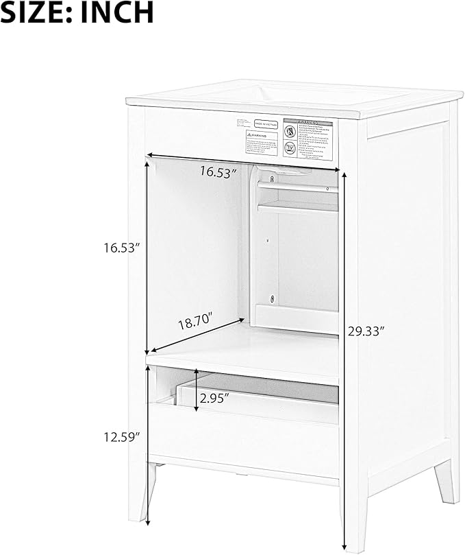 Bellemave 20-inch Solid Wood Bathroom Vanity - Image 2