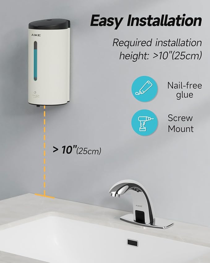 AIKE Wall Mount Automatic Foam Soap Dispenser 25 OZ Commercial Large Capacity - Image 3