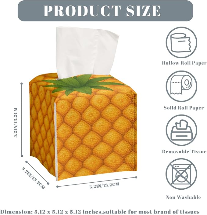 Funny Fruit Tissue Box Cover Summer Cute Yellow Pineapple Leather Tissue Box - Image 3