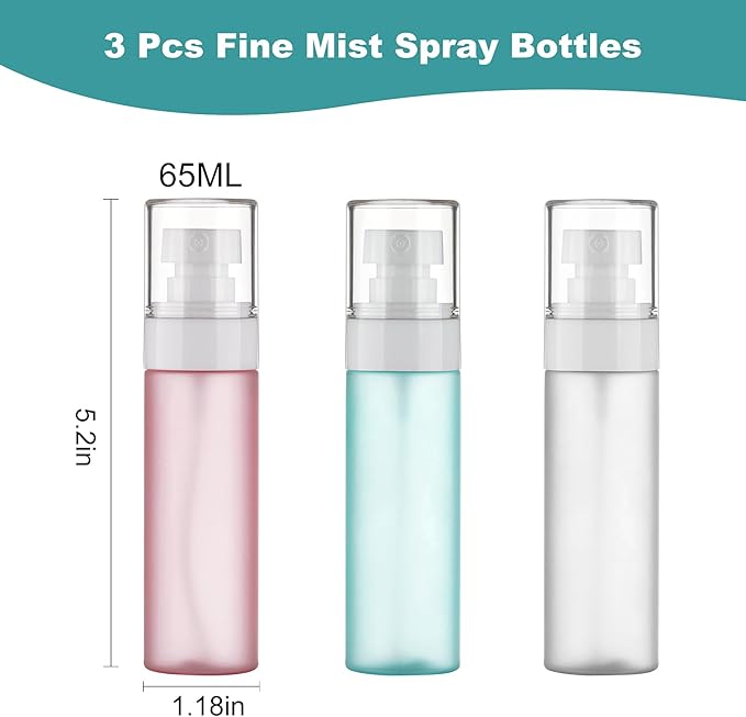 Travel Spray Bottles TSA Approved 3 Pack, Leak Proof Fine Mist Refillable Empty - Image 3