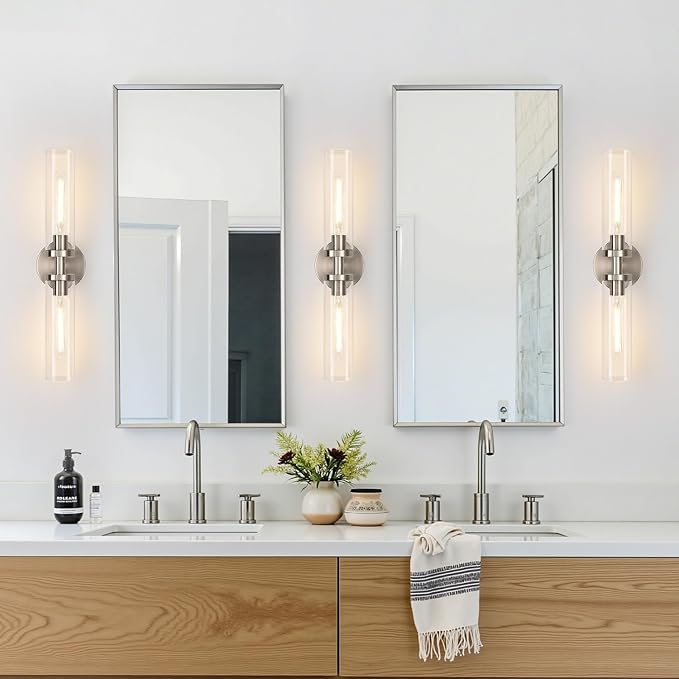 Brushed Nickel Wall Sconces, Hardwired Bathroom Sconces Vanity Light - Image 7