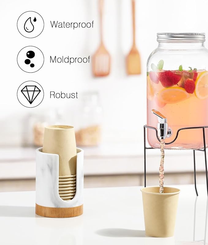 Luxspire Dixie Cup Dispenser, 5-7oz Bathroom Cup Dispenser, Marble Resin Dixie - Image 3