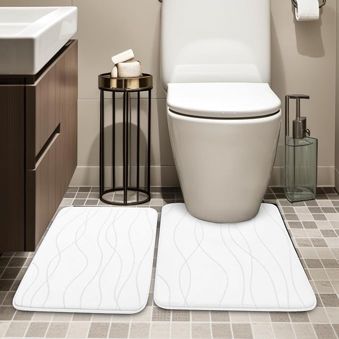 YIHOUSE Memory Foam Bathroom Rug Sets 2 Piece, Ultra Absorbent Bath Mat - Image 3