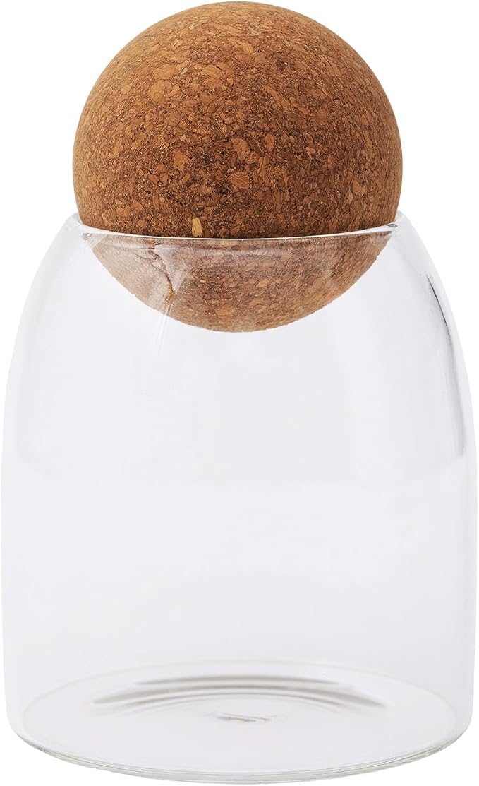 1 Pack 5.5 In Glass Storage Container, Ball Cork Jar Decorative Organizer by Unknown