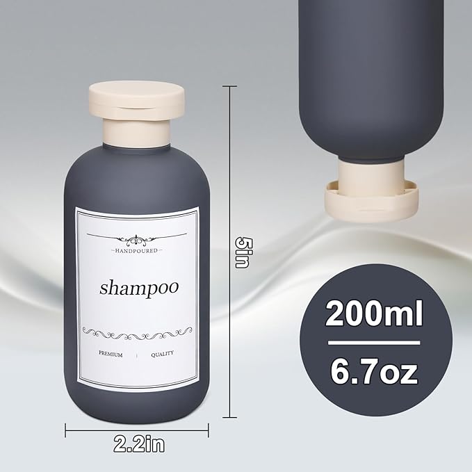 ASEVAT 6.7oz Sealed Plastic Travel Shampoo Bottles, Travel Shampoo and - Image 4