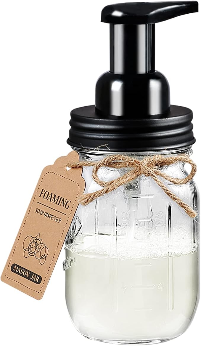 Amolliar Mason Jar Foaming Soap Dispenser, Rustproof Stainless Steel Lid by Amolliar