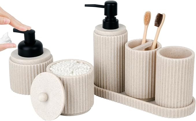 Beige Bathroom Accessory Set by Deobath