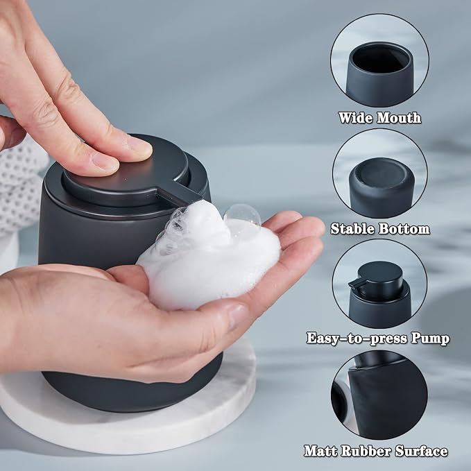 Black Foam Hand Soap Dispenser - 12Oz Ceramic Foaming Soap Dispenser - Image 3