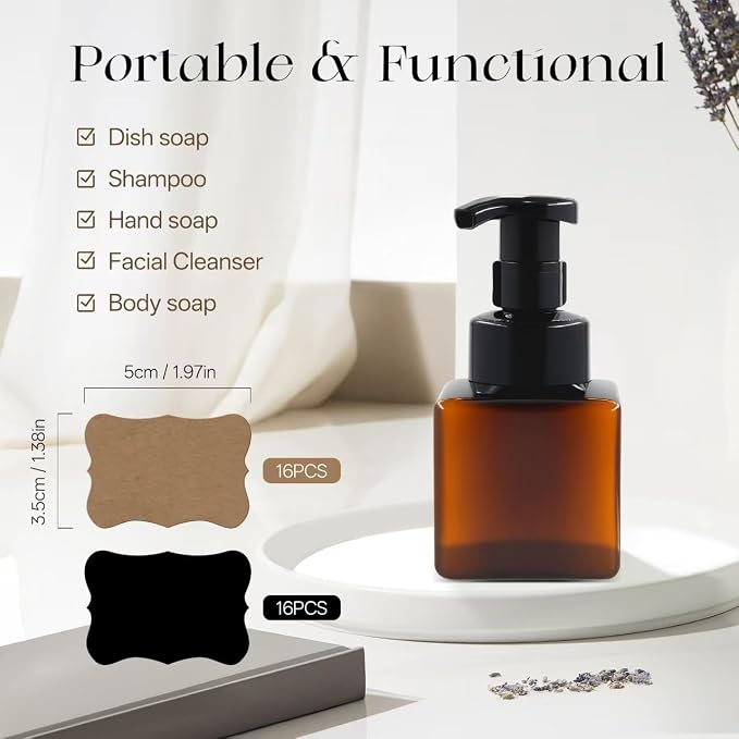 8.5 oz Foaming Soap Dispenser Plastic Foaming Pump Bottle, Refillable Dispenser - Image 4