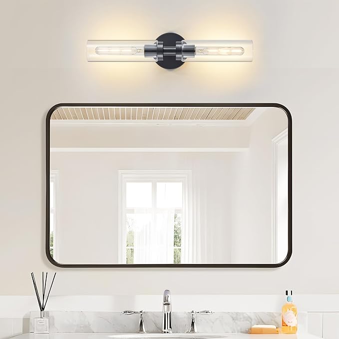 2 Light Bathroom Wall Sconce Set of 2, Modern Farmhouse Black Bathroom Light - Image 9