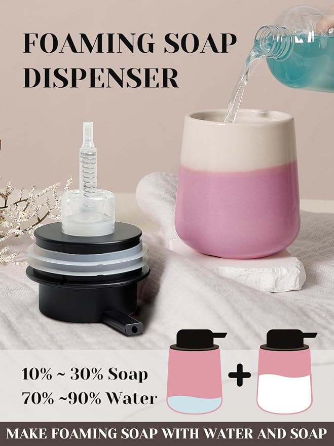 INGOFIN Ceramic Foaming Soap Dispenser - 12oz Foam Hand Soap Dispenser Bathroom - Image 3