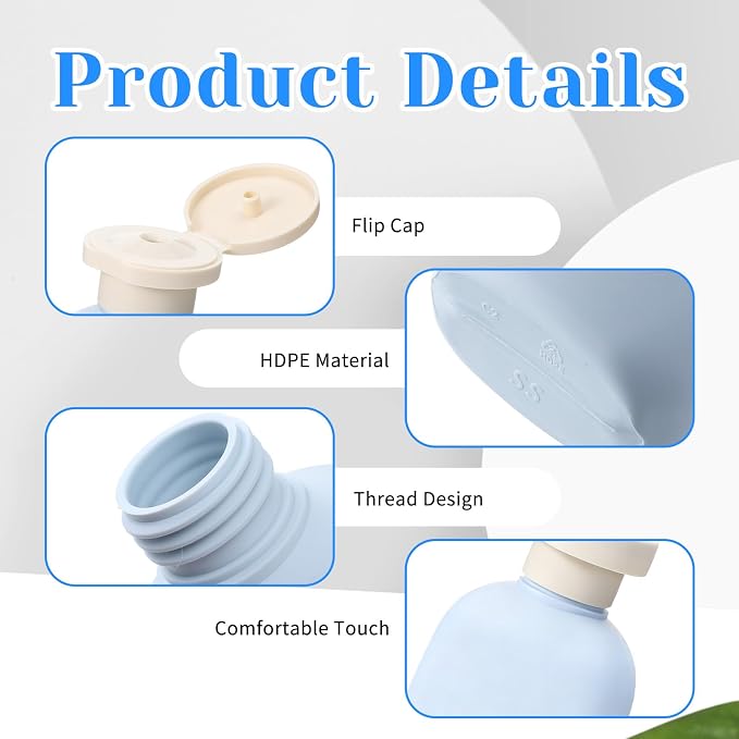 3.4 oz Plastic Small Travel Shampoo Bottles, 4 Pack Empty Refillable Leak-Proof - Image 2