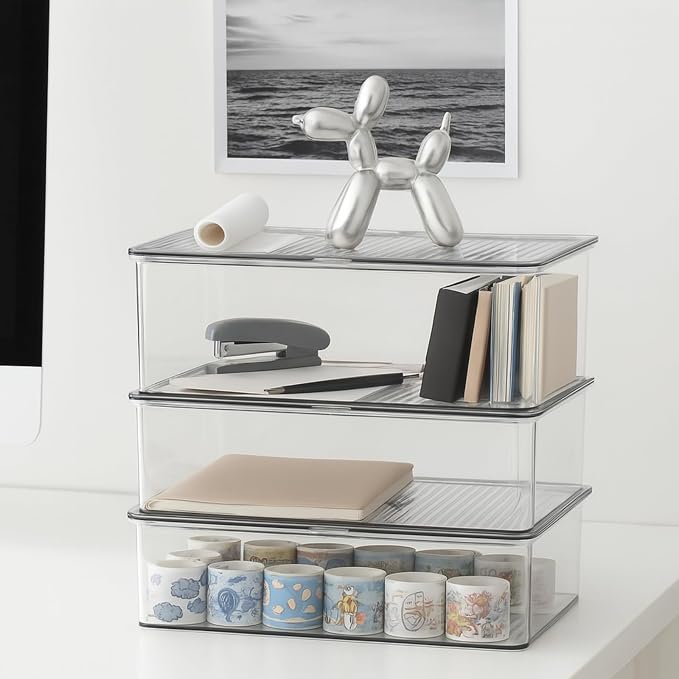 ZENFUN Set of 3 Small Stackable Storage Bins - Image 7