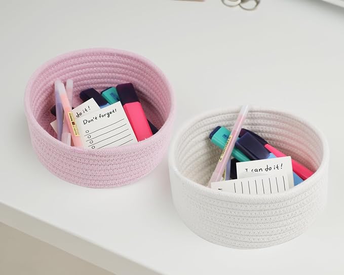 Small Basket, Cotton Rope Baskets - Image 6