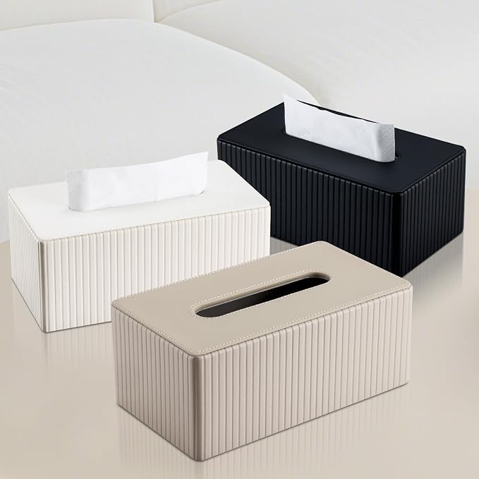 KINGFOM PU Leather Tissue Box Cover Rectangular Tissue Box Holder - Image 7