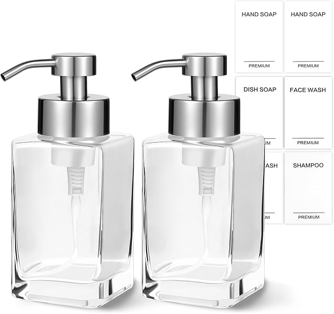 Foaming Soap Dispenser, 12oz/350ml Glass Foaming Hand Soap Dispenser Set by Unknown