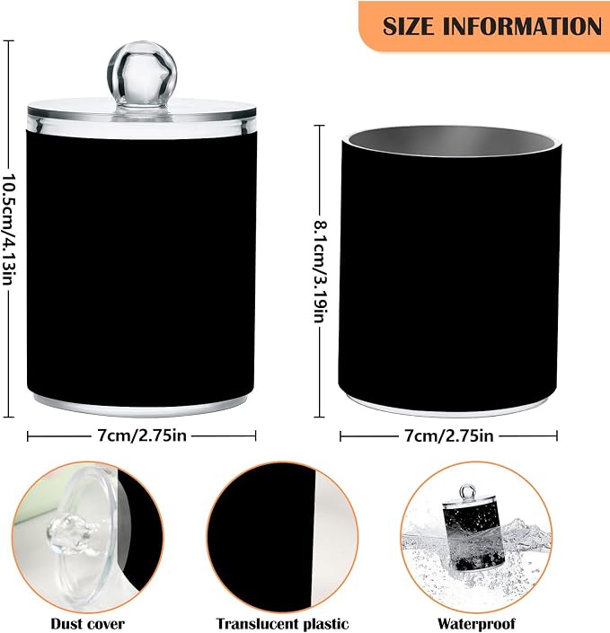 Black Qtip Holder Organizer Dispenser Cotton Swabs Cans Plastic Jars - Image 3