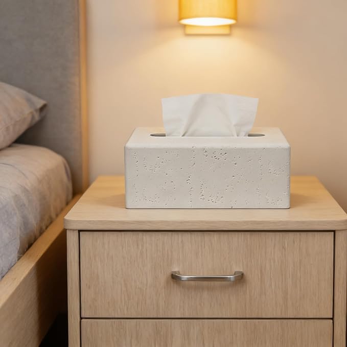 Tissue Box Cover Rectangle, Resin Decorative Facial Tissue Holder Covers Toilet - Image 6
