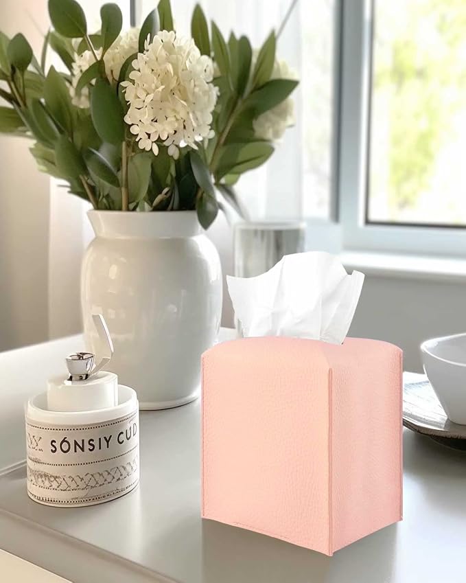 Pink Tissue Box Cover Leather – - Image 3