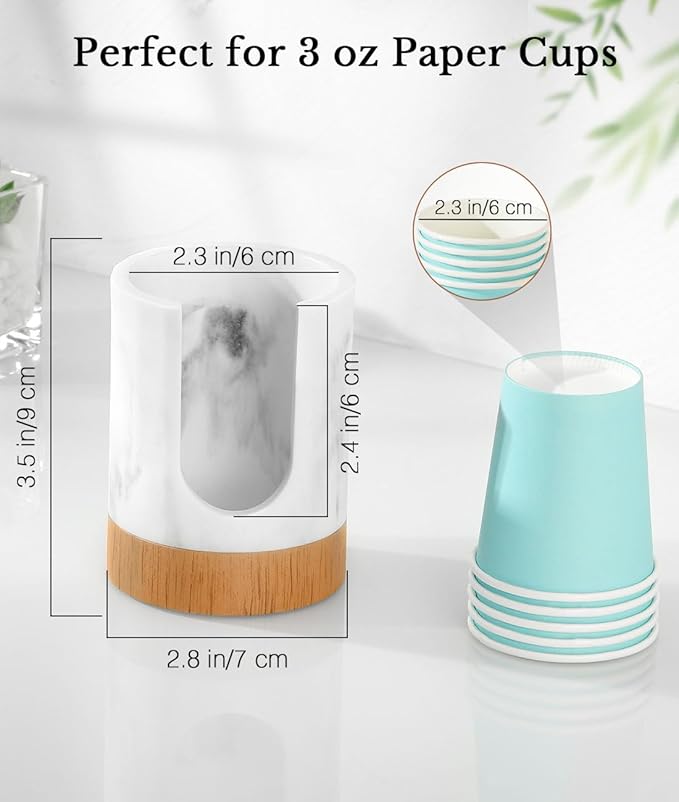 Luxspire Bathroom Cup Dispenser, 3oz Dixie Cup Dispenser, Marble Resin Dixie - Image 5