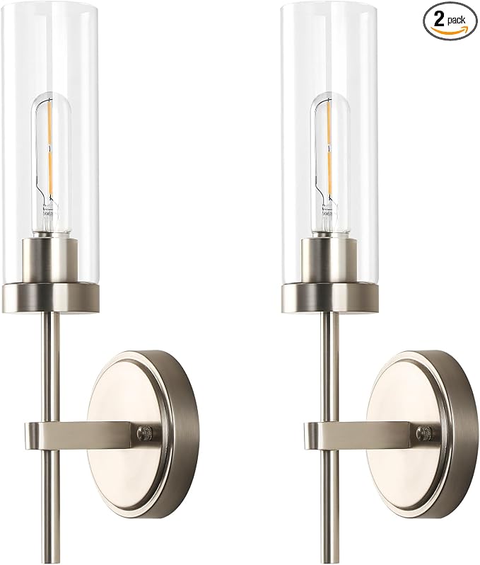 WILON Bathroom Wall Sconces Set of 2, Brushed Nickel Vanity Lights by WILON