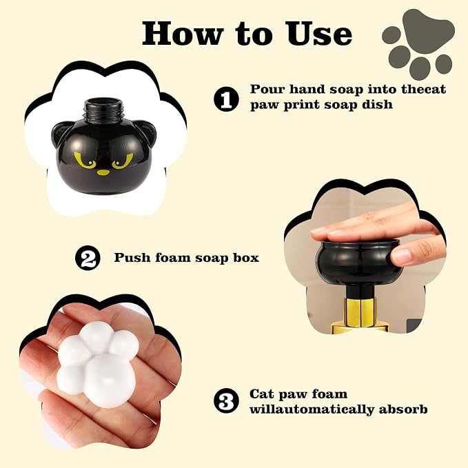 Cute Cat Paw Foam Soap Dispenser, Refillable Eco-Friendly Hand Soap Dispenser - Image 3