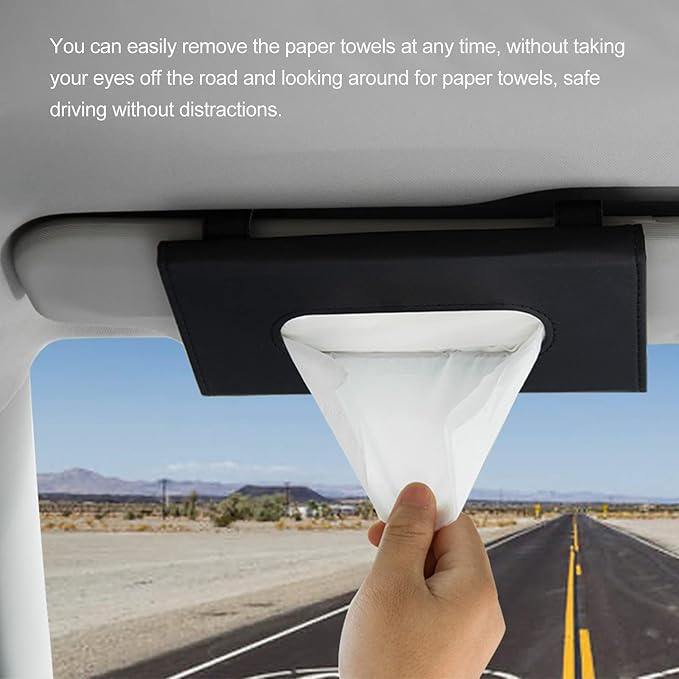 Car Tissue Holder, Upgraded Version Hanging Tissue Holder in Car, Premium PU - Image 7