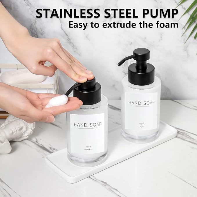Foaming Soap Dispenser Set, 12 Oz Glass Hand Soap Dispenser - Image 4