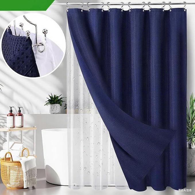 Navy Blue Bathroom Set, Trash Can, Toothbrush Holder, Soap Dispensers, - Image 3