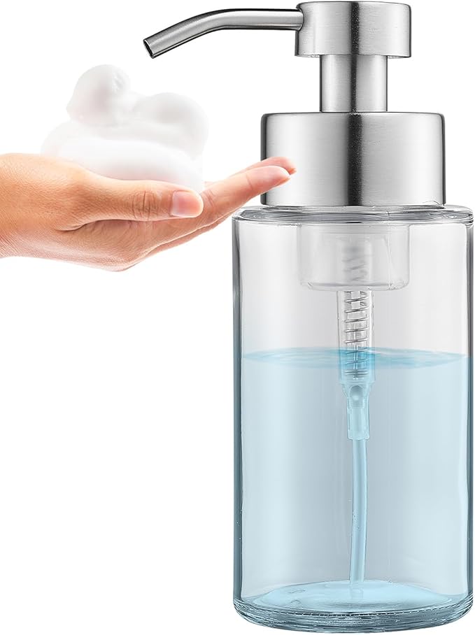 Doiliese Glass Foaming Hand Soap Dispenser, 10 oz Easy Refill Glass Soap by DOILIESE