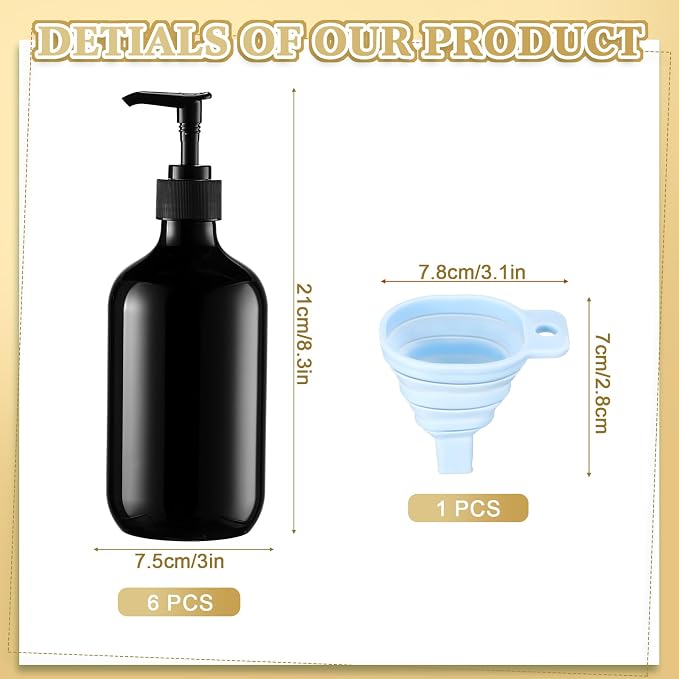 Sliner 6 Pcs Shampoo and Conditioner Dispenser Bottles 16.9 oz Plastic Shower - Image 2