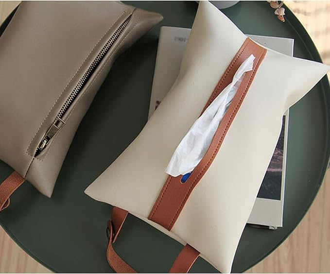 Tissues Box PU Leather Facial Paper Storage Case Rectangular Organizer Holder - Image 5