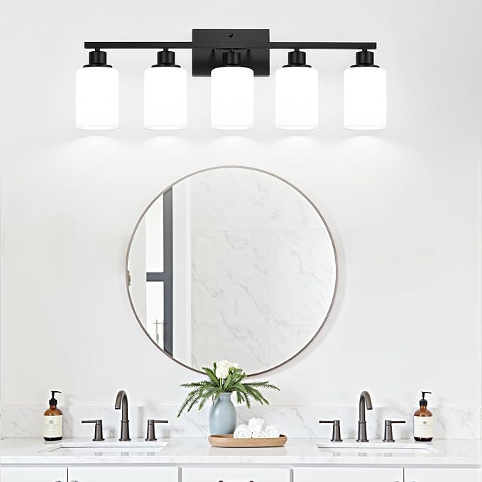 5-Light Black Bathroom Vanity Light Fixture - Image 7