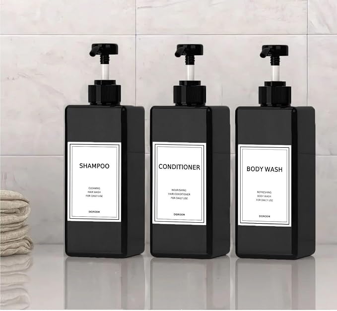 Modern Shampoo and Conditioner Dispenser Refillable Pump Bottle Set Empty - Image 4