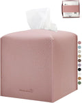 Tissue Box Cover 5X5X5'' PU Leather Tissue Holder Square Tissue Cube Box by PENGLONGHOMEDECORATION