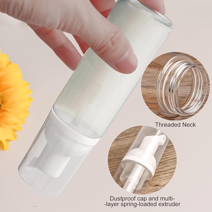 2oz Plastic Foam Pump Bottle, Empty Bottle Travel Foaming Dispenser - Image 2