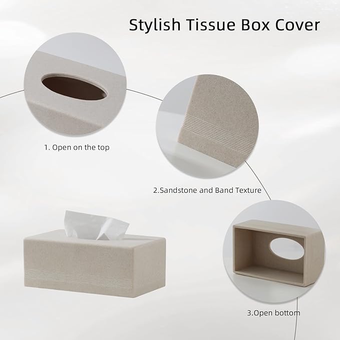 Tissue Box Cover Rectangle, Resin Facial Tissues Holder Covers Rectangular - Image 4