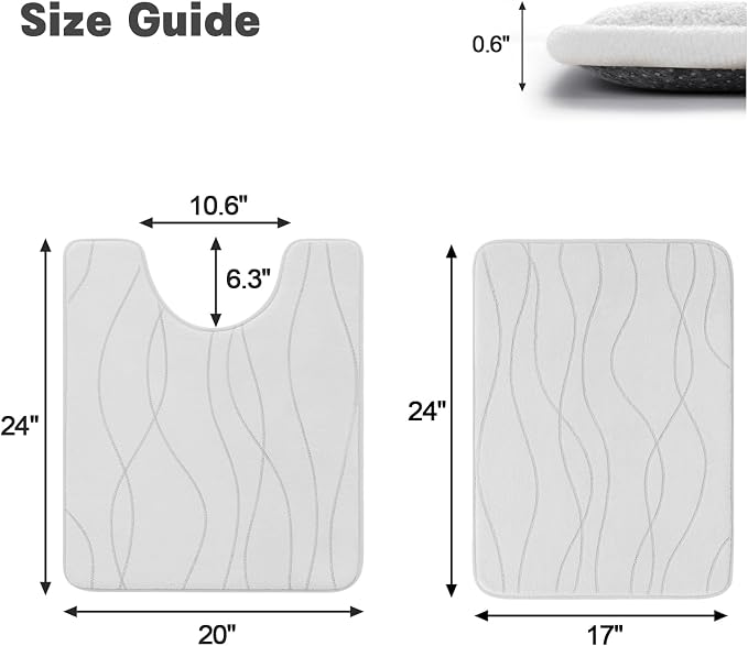 YIHOUSE Memory Foam Bathroom Rug Sets 2 Piece, Ultra Absorbent Bath Mat - Image 2