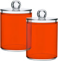 Orange Red Qtip Holder Organizer Dispenser Cotton Swabs Cans Plastic Jars by SHJI