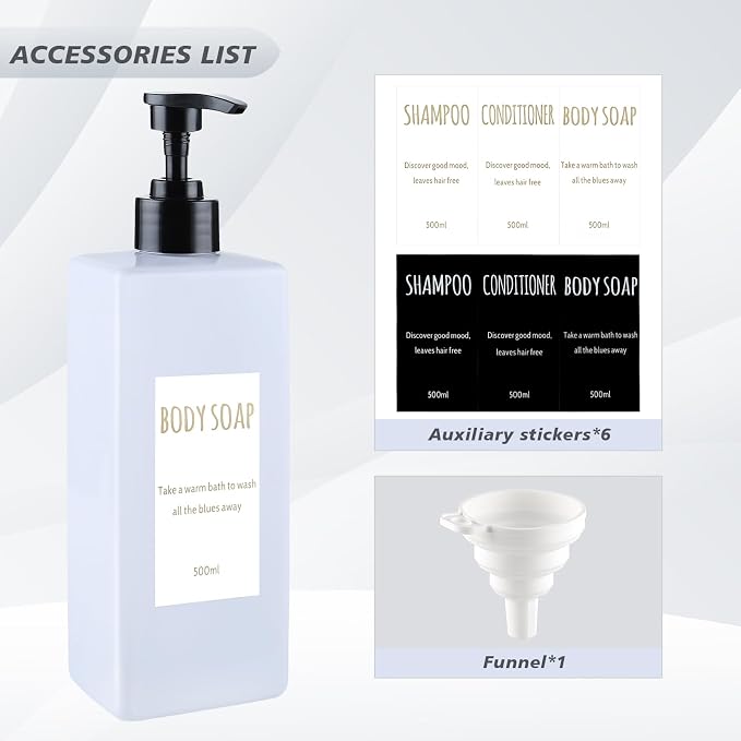 Shampoo and Conditioner Dispenser Modern Refillable Shampoo Pump Bottles - Image 2