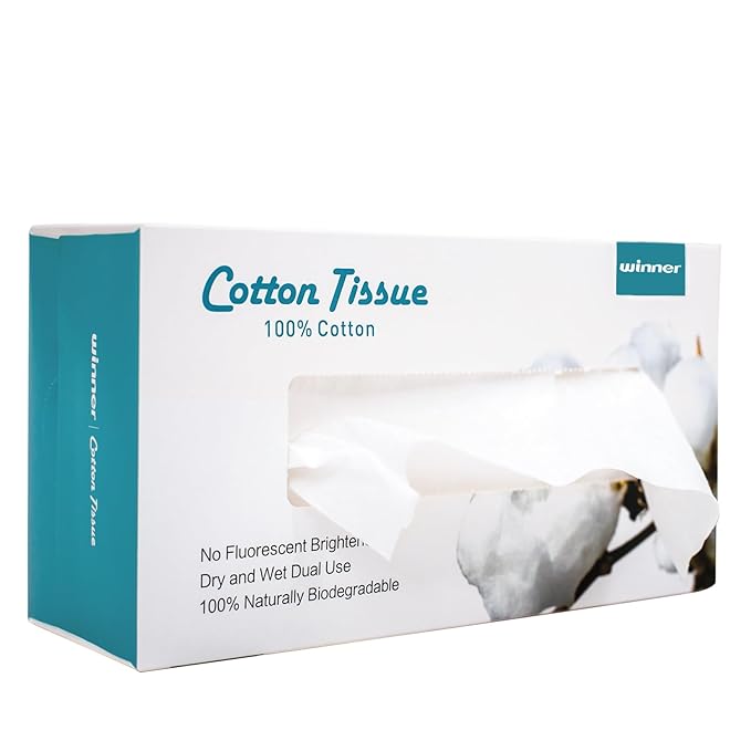 Winner Cotton Face Towels Box, 100% USDA Biobased Facial Towelettes, Disposable by Winner