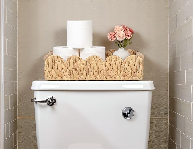 Decorative Toilet Paper Storage Basket, Modern Farmhouse Home Decor Scalloped - Image 4