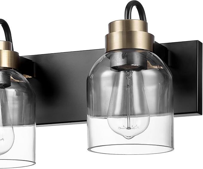 Globe Electric 63000200 22" 3-Light Vanity Light, Matte Black, Matte Brass - Image 4