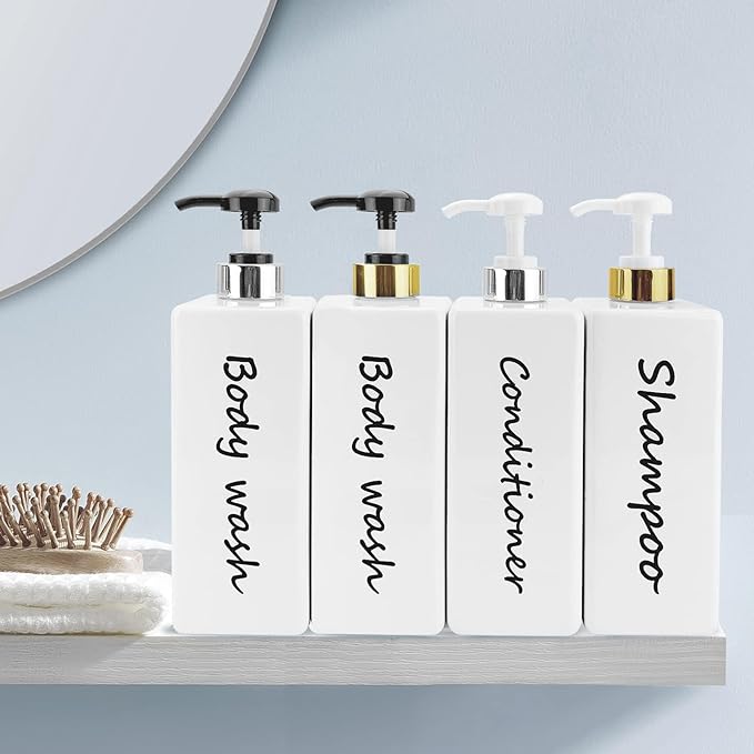 Shampoo and Conditioner Dispenser Modern Refillable Shampoo Pump Bottles - Image 5
