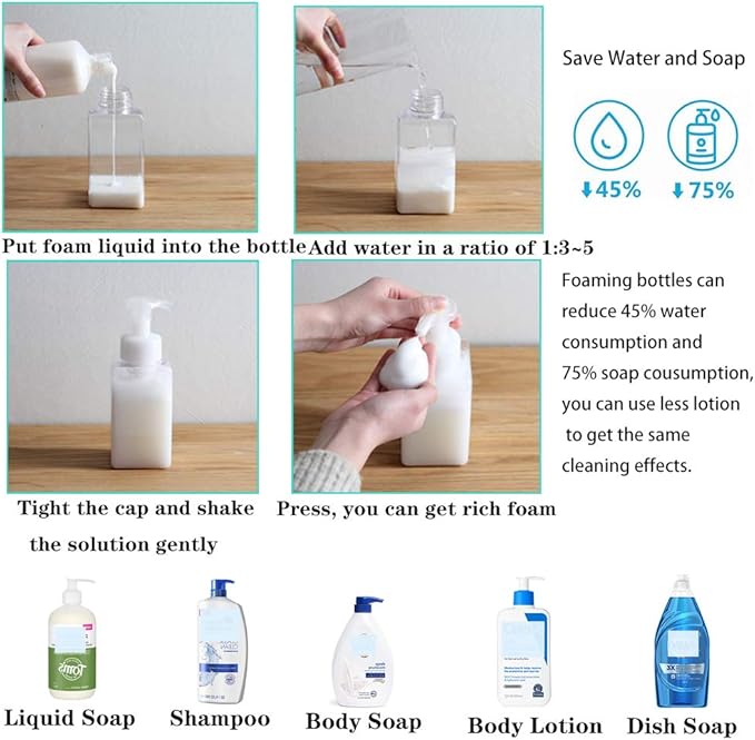 2 Pack Foaming Soap Dispenser 15oz Refillable Foam Liquid Hand Soap Empty - Image 5